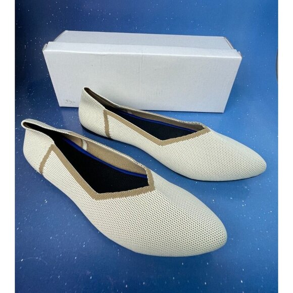 Unbranded Shoes - Women's Pointed Toe Flats Beige Casual Knit Slip-On Shoes US 8 Model 6901